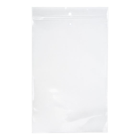 Sachet zip à transparence cristalline 75 microns avec trou de suspension européen + trou d'aération 15,2x22,9cm (100 pièces) [Z3R69V]