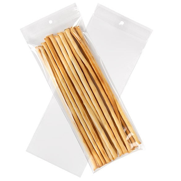 Sachet zip à transparence cristalline avec trou de suspension 10,2x25,4cm (100 pièces) [ZR410]