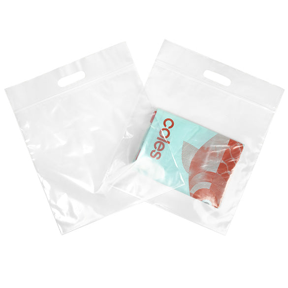 Sac à poignées transparent avec zip 33,6x33,6 + 6,4cm (100 Pièces) [ZH13CL5] LIQUIDATION