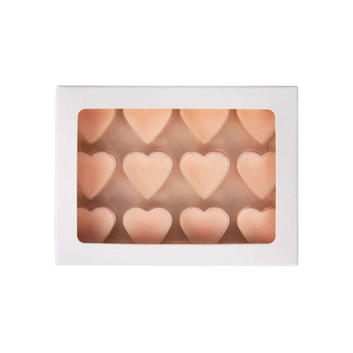 Boites kraft blanc avec inserts coeurs pour bonbons artisanaux 10,2x2,1x13,8cm (25 pièces) [CNDYH270W]