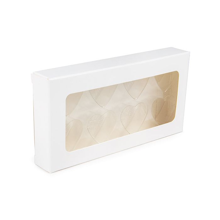 White Kraft Artisan Candy Box Set, Heart Insert 7x2.1x13.8 cm (25 pieces) [CNDYH272W]