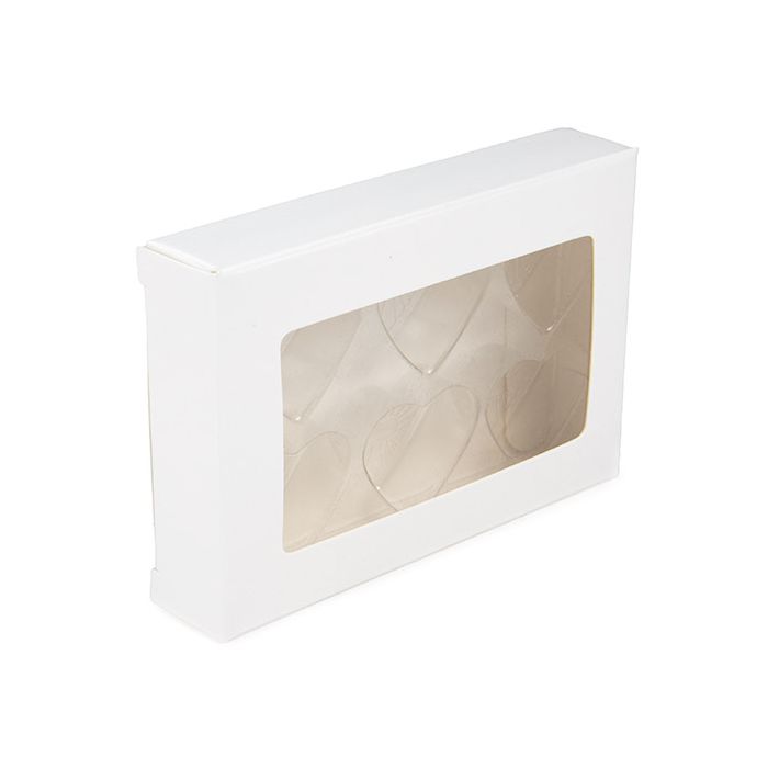 White Kraft Artisan Candy Box Set, Heart Insert 7x2.1x10.3 cm (25 pieces) [CNDYH274W]