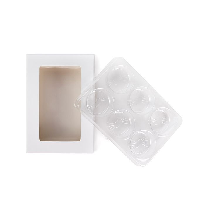 Boites kraft blanc avec inserts ronds pour bonbons artisanaux 7x2.1x10.3cm (25 pièces) [CNDYR274W]