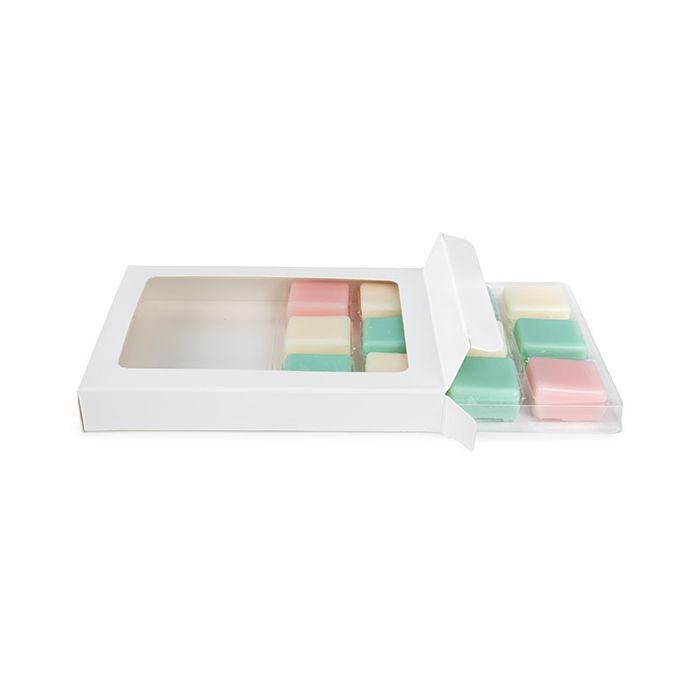 White Kraft Artisan Candy Box Set, Square Insert 10.2x2.1x13.8 cm (25 pieces) [CNDY270W]