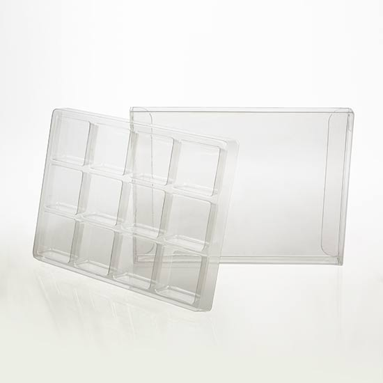 Boites à transparence cristalline avec insert pour confiseries artisanales 10,3 x 2 x 13,8cm (25 Pièces) [CNDY270]