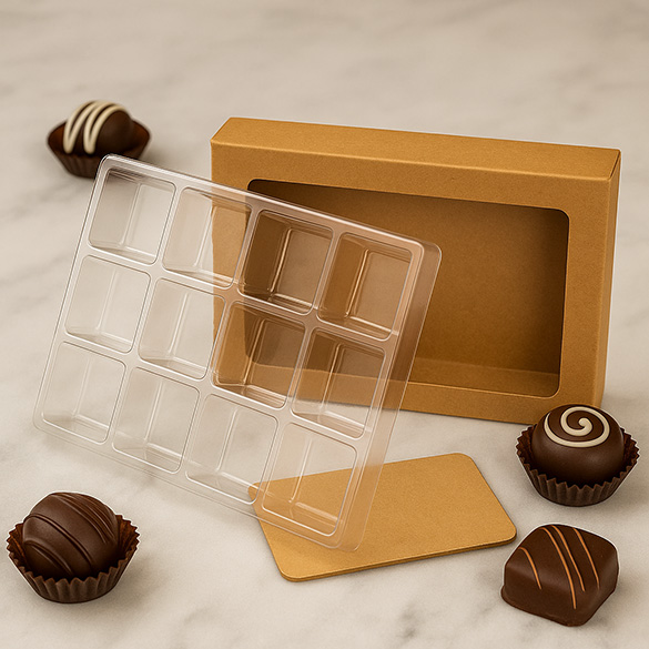 Boites kraft avec insert pour confiseries artisanales 8,9x2.1x13,8cm (25 Pièces) [CNDY271]