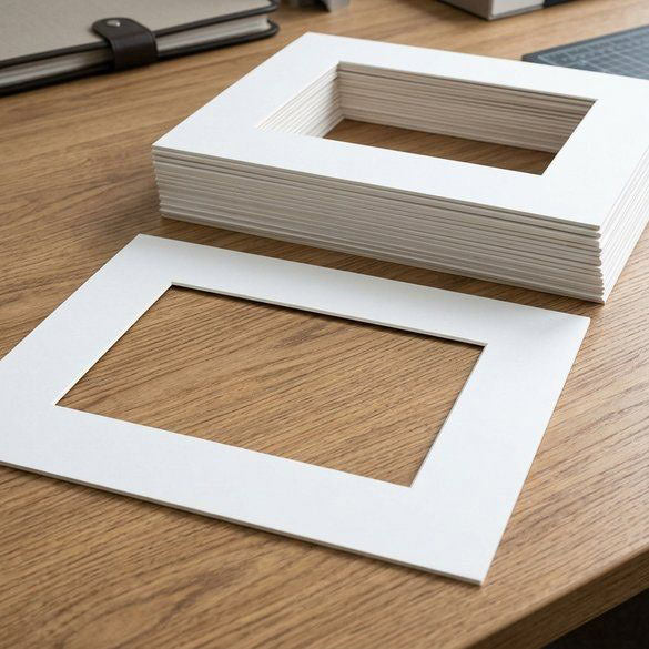 Passe partout Blanc éclatant 7.5 x 9.5cm pour le découpage intérieur. 27.9 x 35.6cm (25 Pièces) [MS30027]