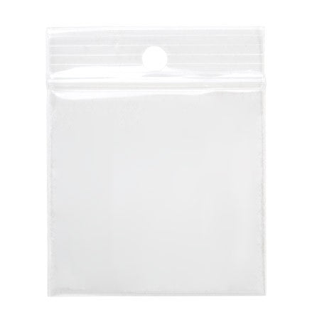 Sachet zip à transparence cristalline 75 microns avec trou pour suspension 5,1x5,1cm (100 pièces) [Z3R22]