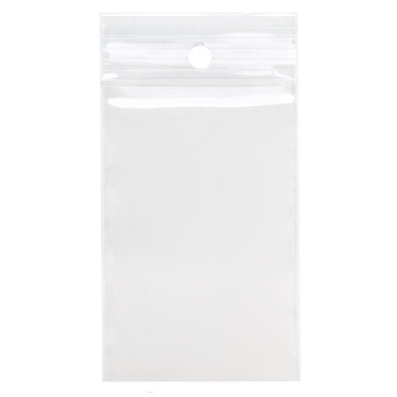 Sachet zip à transparence cristalline 75 microns avec trou pour suspension 5,1x7,6cm (100 pièces) [Z3R23]