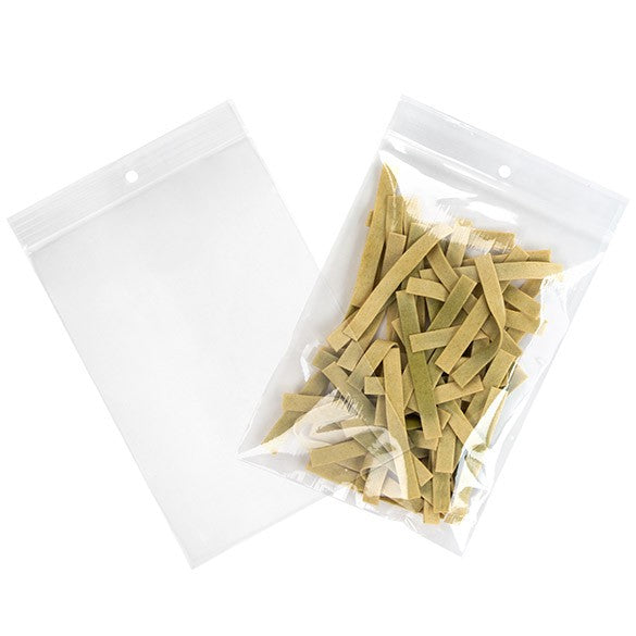 Sachet zip à transparence cristalline 75 microns avec trou pour suspension 12,7x17,8cm (100 pièces) [Z3R57]