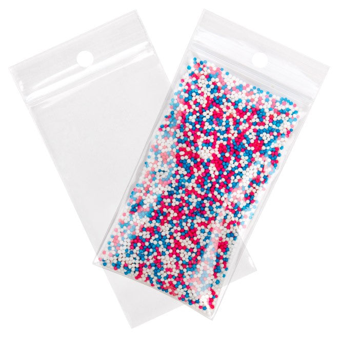 Sachet zip à transparence cristalline avec trou de suspension 5,1x8,9 cm (100 pièces) [ZR23H]