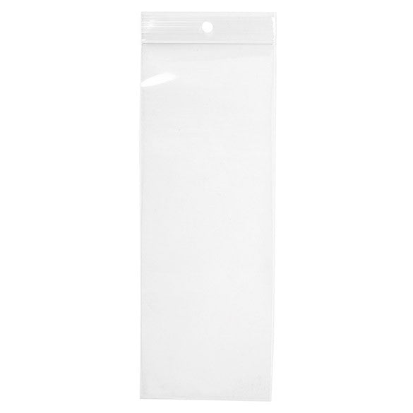 Sachet zip à transparence cristalline avec trou de suspension 7,6x20,3cm (100 pièces) [ZR38]