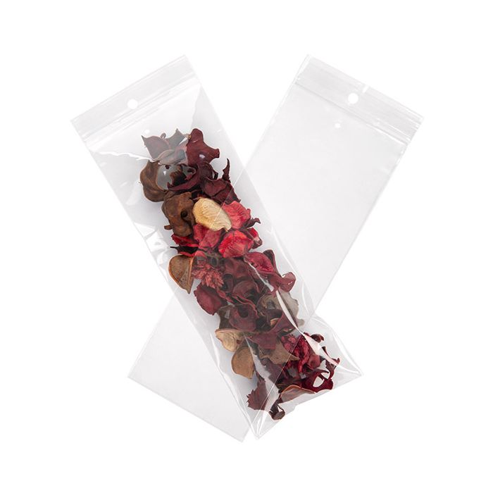 Grip Seal Bags with Hang hole 7.5x20.5cm Crystal Clear PP 50 micron