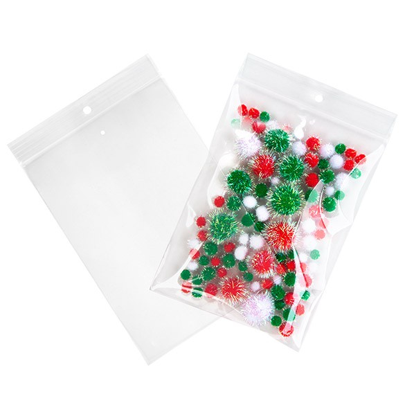 Sachet zip à transparence cristalline avec trou de suspension + trou d'aération 12,7x17,8cm (100 pièces) [ZR57V]