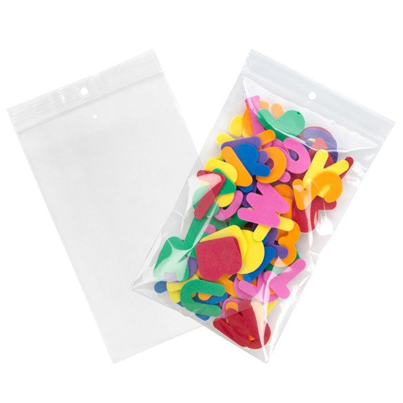 Sachet zip à transparence cristalline avec trou de suspension européen + trou d'aération 12,7x20,3cm (100 pièces) [ZR58V]