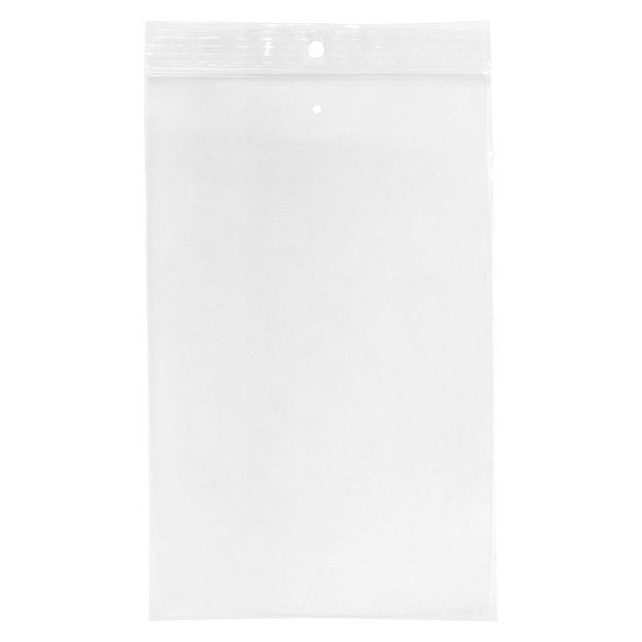 Sachet zip à transparence cristalline avec trou de suspension européen + trou d'aération 12,7x20,3cm (100 pièces) [ZR58V]