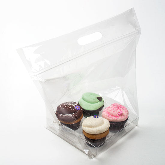 Sachets à Cupcake avec anse et fermeture pour 2 unités + plateau d'insertion 10.2x7.8x15.2cm (100 pièces) [CZHB3]