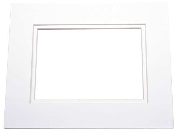 Double Passe Partout Blanc éclatant/Blanc éclatant 11.25 x 16.75cm pour le découpage intérieur. 20.3 x 25.4cm (25 Pièces) [MD30023]