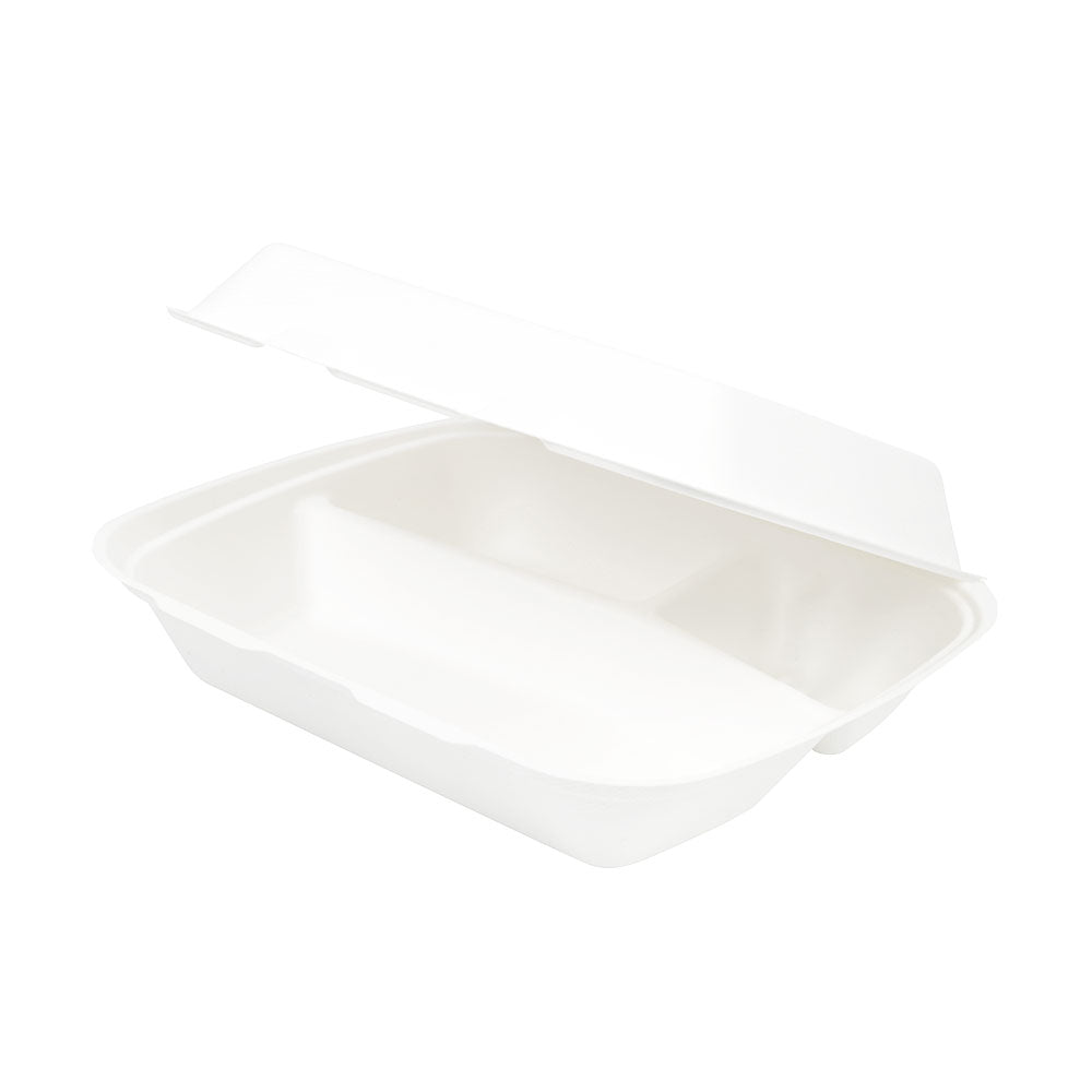 Menu Tray with Lid Sugarcane 3-Spaces 25x20x7.5 cm (200 pieces)