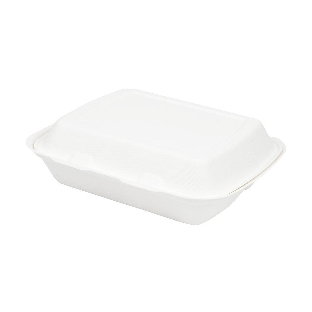 Plateau à menu avec couvercle en canne à sucre 3 espaces 25x20x7.5 cm (200 pièces) [GB-DFC01337]