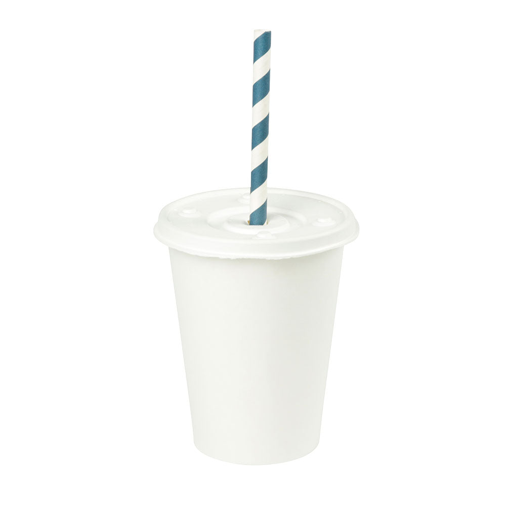 Couvercle plat en papier Ø 90 mm blanc - avec insertion pour paille (1000 pièces) [GB-DHD04500]