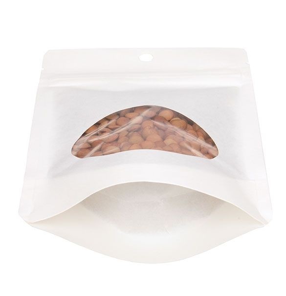 Doypack Kraft Blanc Compostable 10.2x6x15.2cm avec Fenêtre Ovale | 57g (100 pièces) [ZBGEO2W]
