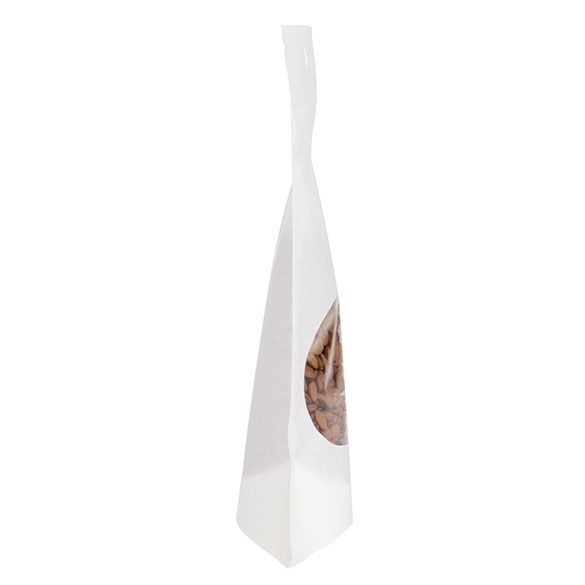 Doypack Kraft Blanc Compostable 10.2x6x15.2cm avec Fenêtre Ovale | 57g (100 pièces) [ZBGEO2W]