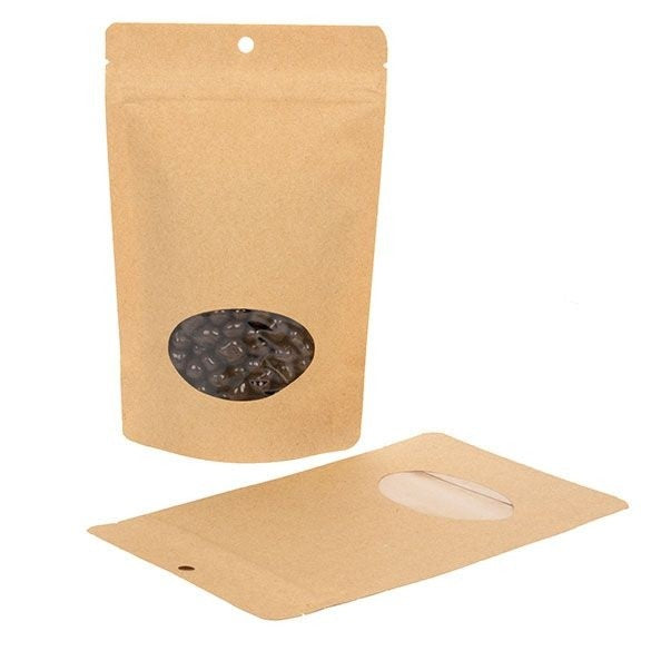 Stand Up Pouches Kraft Compostable 13x7.9x20.6cm with oval Window | 113 grams