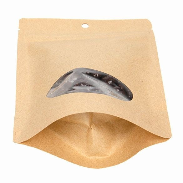 Doypack Compostable Kraft avec fenêtre ovale 13x7,9x20,6cm | 113g (100 pièces) [ZBGEO3K]