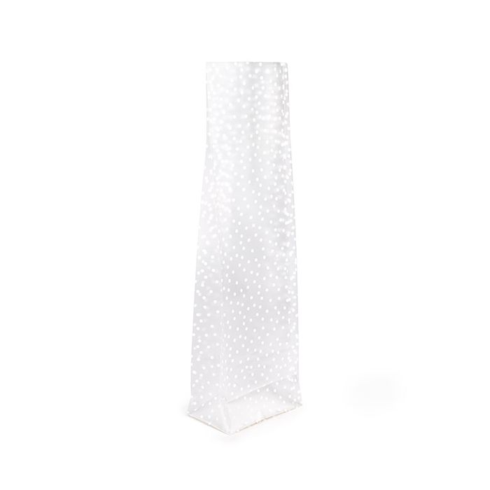 Sacs à soufflets à fond plat à pois blancs 8,9x5,7x30,5cm avec insert en papier (100 pièces) [FFGPB16D]