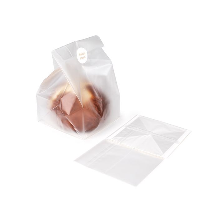 Sachet à soufflet à fond plat Glacé 10,2x10,2x17,8cm avec insert en papier (100 pièces) [FFGPB9]