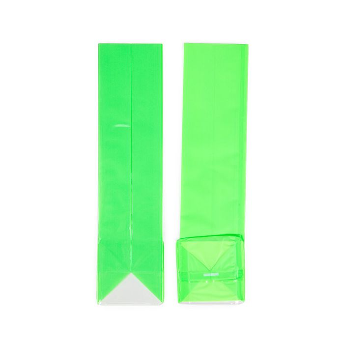 Sachet à soufflet à fond plat Neon Vert 5,1x5,1x21cm avec insert en papier (100 pièces) [FGPB11NG]