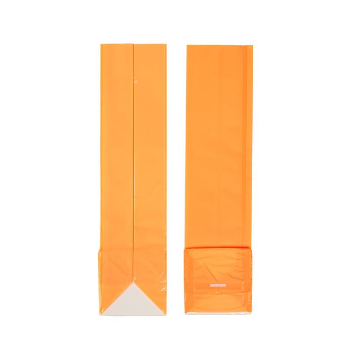 Sachet à soufflet à fond plat Neon Orange 5,1x5,1x21cm avec insert en papier (100 pièces) [FGPB11NO]
