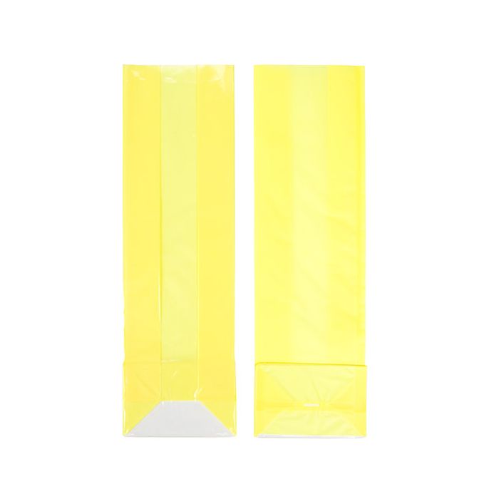 Sachet à soufflet à fond plat Neon jaune 8,9x5,7x30,5cm avec insert en papier (100 pièces) [FGPB16NY]