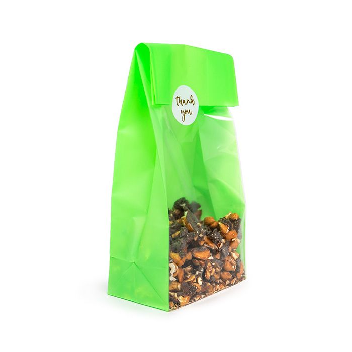 Sachet à soufflet à fond plat Neon Vert 12,7x7,6x30,5cm avec insert en papier (100 pièces) [FGPB1NG]