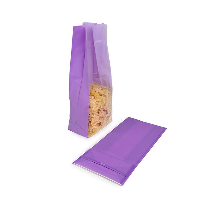 Sachet à soufflet à fond plat Neon Pourpre 12,7x7,6x30,5cm avec insert en papier (100 pièces) [FGPB1NP]