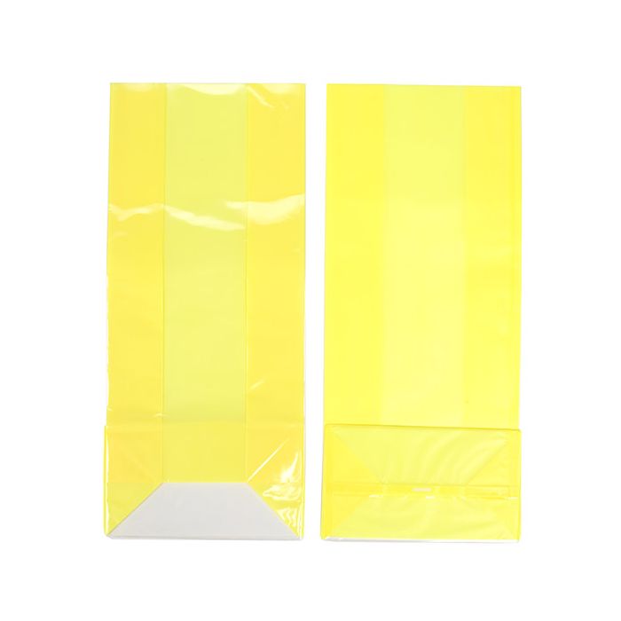 Sachet à soufflet à fond plat Neon jaune 12,7x7,6x30,5cm avec insert en papier (100 pièces) [FGPB1NY]