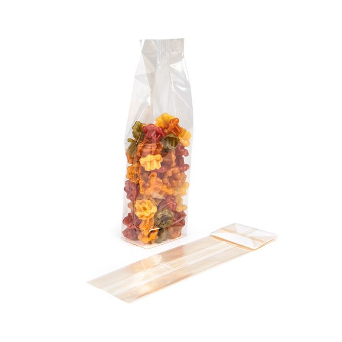 Sachet à soufflet à fond plat compostable à domicile 7x5,1x25,4cm avec insert en papier (100 pièces) [FGPBE17]