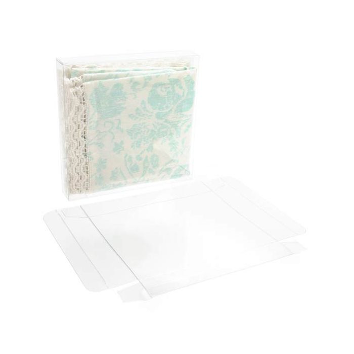 Boites cadeau plastique à transparence cristalline 14.3x2.5x14.1cm (25 pièces) [FPB48]