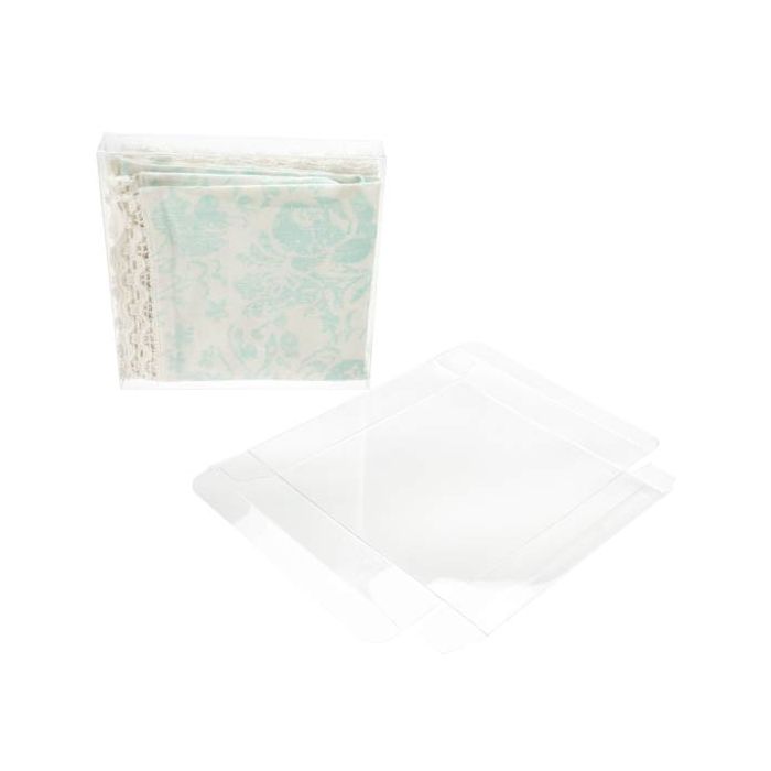 Boites cadeau plastique à transparence cristalline 14.3x2.5x14.1cm (25 pièces) [FPB48]