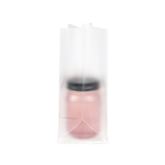 Sacs à soufflets à fond plat givrés à pois blancs 17.8x10.2x22.9cm avec insert en papier (100 pièces) [FFGPB8]