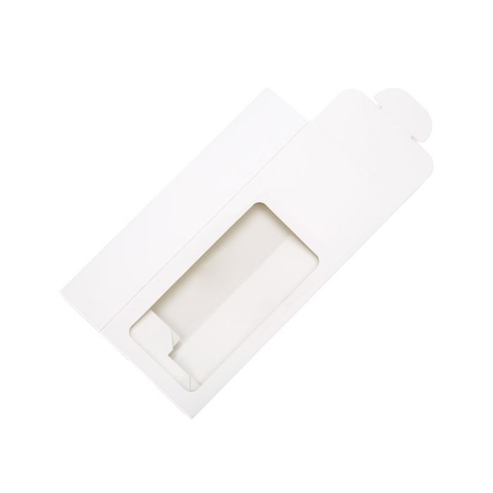 Boîte en papier kraft blanc avec fenêtre 9x4.5x21.5cm (25 Pièces) [FS338]