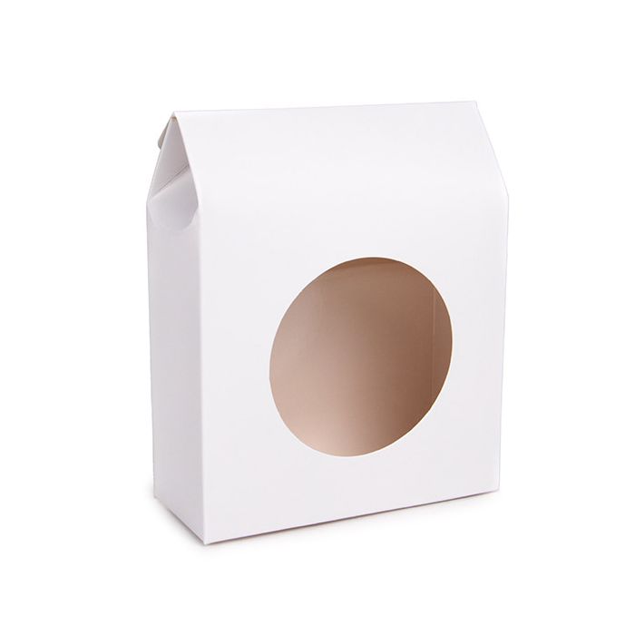 Boite Kraft Blanc Avec fenêtre ronde 10,5x4,4x13,3 cm (25 pièces) [FS345]