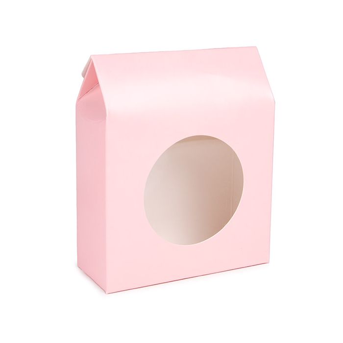 Boite Kraft Rose Avec fenêtre ronde 10,5x4,4x13,3 cm (25 pièces) [FS347]