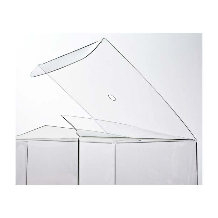 Boite plastique carré 10.2 x 10.2 x 10.2cm (trou en haut, pour pomme d'amour ou autre) (25 Pièces) [FS56]