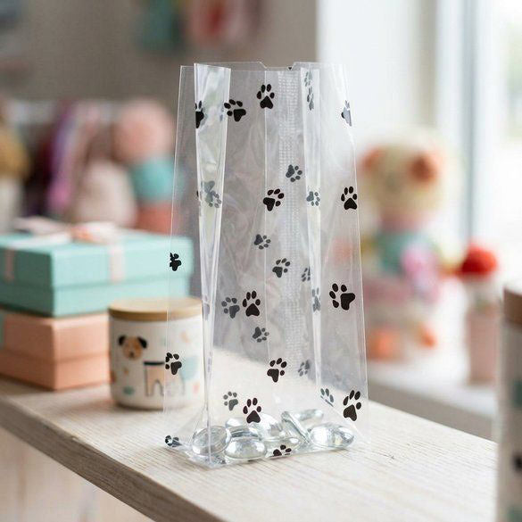 Sachet SOS imprimé patte de chien 8.9x5.1x19.1cm (100 pièces) [G3PAW]