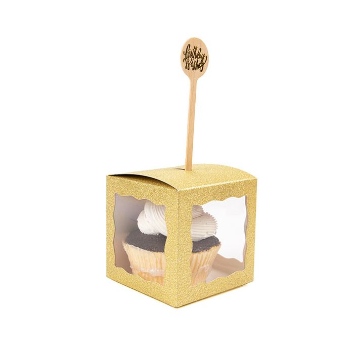 Boite Pliante à paillettes Jaune 7,6x7,6x7,6 cm 3 Fenêtres Latérales (25 pièces) [FB2GGW]