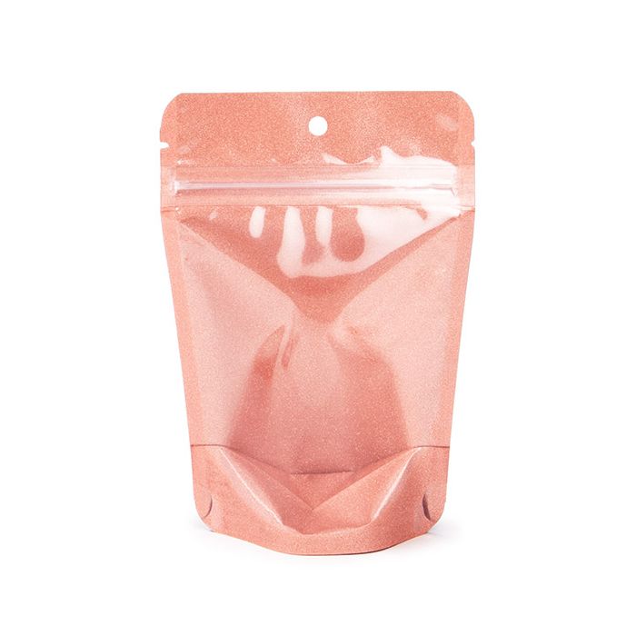 Doypack 10.2x6x15.2cm Paillettes or rose (100 pièces) [ZBG2GLRG]