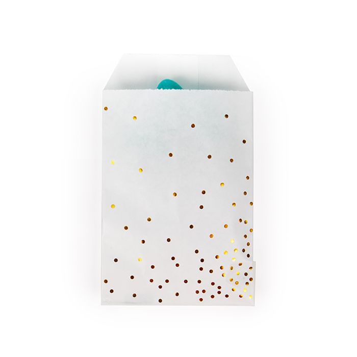 Sac Papier Blanc avec Pois Dorés 7,6x12,7cm (100 pièces) [GPB35GD]