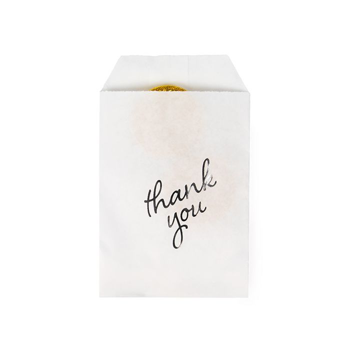Sac Papier Blanc avec "Thank you" Argent 7,6x12,7cm (100 pièces) [GPB35ST]